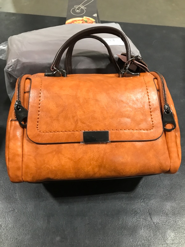 Photo 2 of BURNT ORANGE Women's Purse Leather Handbags Women Travel Satchel Bag Adjustable Strap Boston Bag 