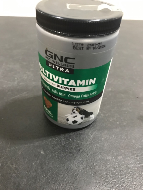 Photo 2 of GNC Pets Ultra Multivitamin Soft Chews, Puppies, Chicken Flavor. 60-ct in 4.6 Oz Canister | Multivitamins for Puppies in Chicken Flavored Chewables from Pets Ultra 60 Count Multivitamin - Puppies BB 10/2024