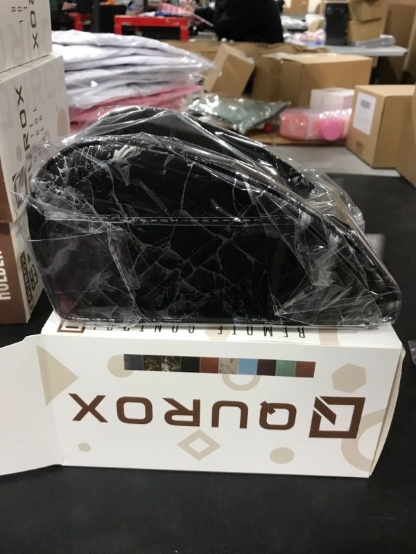 Photo 1 of Qurox Large Remote Control Holder Table Organizer with 5 compartments - Faux Leather Remote Control Caddy Organizer - Remote Control Organizer - Perfect for organizing makeup & office supplies etc Marbling Black