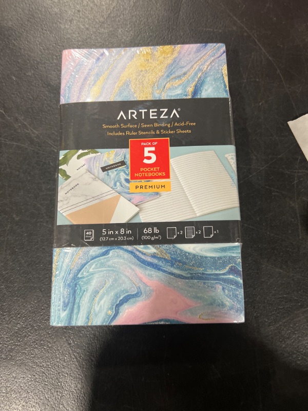 Photo 2 of ARTEZA Small Pocket Notebook Set, 5 Pcs, 5 x 8 inches Disposable Fountain Pens, Set of 12, Art Supplies for Sketching, Journaling, and Doodling