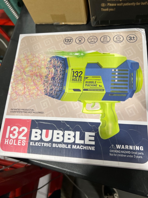 Photo 2 of Bubble Gun, Upgraded 132-hole Bubble Machine Gun with Color Light, Bazooka Bubble Machine,Suitable for Children Adults, Indoor and Outdoor Birthday Wedding Party Events (Green)