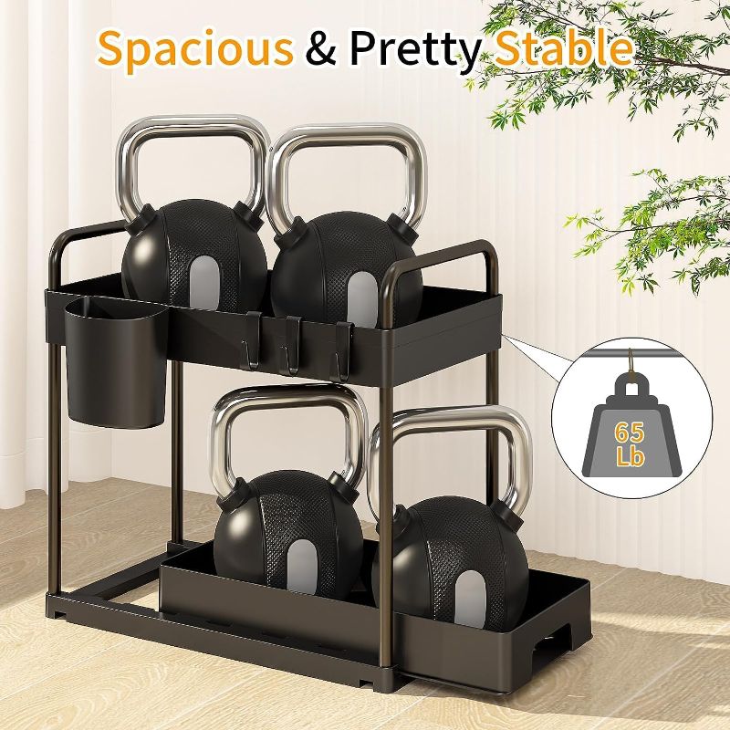 Photo 1 of 3 Pack Puricon Under Sink Organizer Pull Out Under Sink Storage, 2 Tier Multi-Purpose Sliding Under the Sink Organizer Bathroom Kitchen Sink Organizer Under Cabinet Shelf for Cleaning Supplies -Black 3 Black