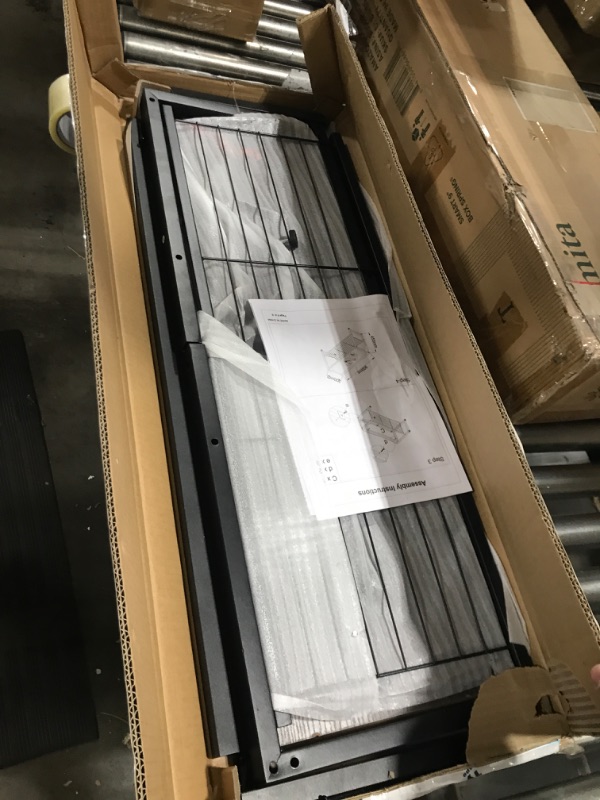 Photo 1 of Yusong Entryway Bench Shoe Bench Rack with Mesh Shelf, 35.4" Long Storage Bench with Sturdy Metal Frame, Shoe Storage Organizer Rack for Hallway, Living Room, Bedroom, Grey Oak 35.43"L Grey