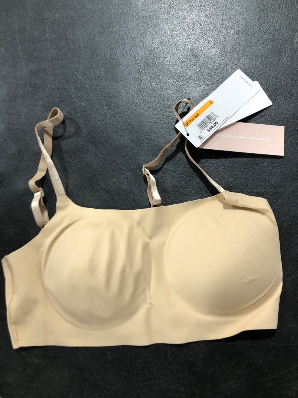 Photo 2 of Calvin Klein Women's Invisibles Comfort Seamless Adjustable Skinny Strap Bralette Bra Small Bare