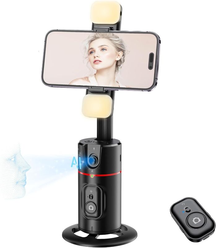 Photo 1 of Auto Face Tracking Tripod with Rechargeable Fill Light with 6 Levels of Brightness, 360° Rotation Face Body Phone Camera Mount Gesture Control, Smart Shooting Holder for Vlog, Streaming, Video, Tiktok
