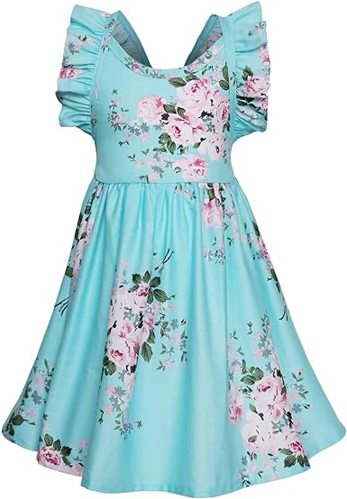 Photo 1 of HOOLCHEAN Baby Toddler Girls Cotton Vintage Floral Sundress Backless Ruffles Sleeveless Dress SIZE 6T 