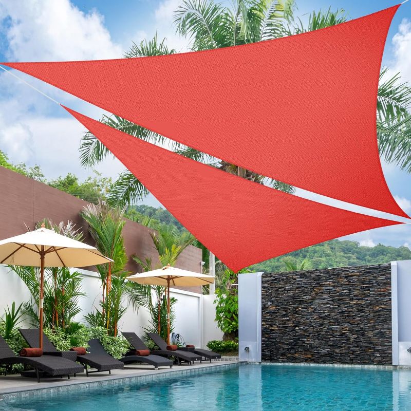 Photo 1 of 2 Pack Triangle Sun Shade Sail 16' x 16' x 16' UV Block Canopy Covers Shade Canopy Awning Sunshades for Patio Outdoor Activities Backyard Garden Yard Lawn Deck (Terracotta)
