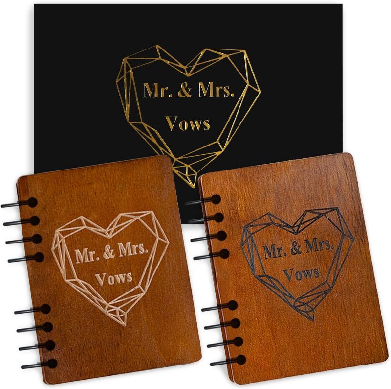 Photo 1 of 2 PCS Wooden Vow Books, Vow Books for Wedding, His and Hers, Vows Book His and Hers with Unique Design His and Her Vows Book comes in a beautiful box, Vow Books His and Hers, Bridal Shower Gifts.
