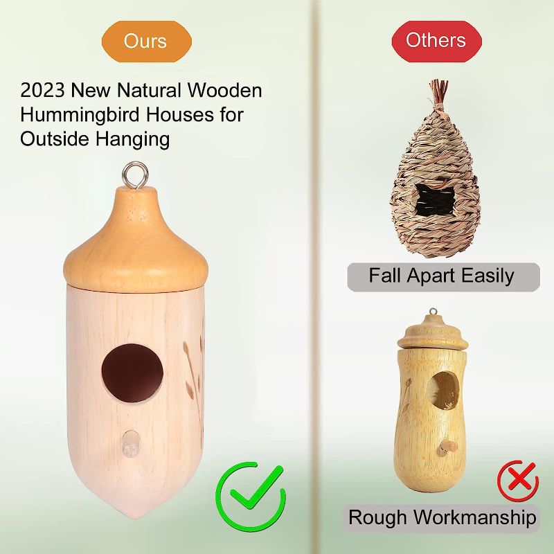 Photo 1 of  Hummingbird Houses - Natural Wooden Bird Houses for Outside