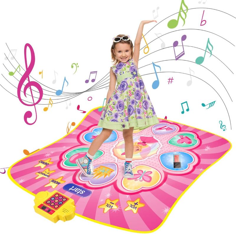 Photo 1 of Dance Mat-Dance Game Toys Gift for Girls Boys 3-12 Year Old-Electronic Dance Play Mat With 8 Challenge Levels,Built-in Music,Touch Sensitive LED Light Up-Christmas Birthday Gift Ideas for Kids
