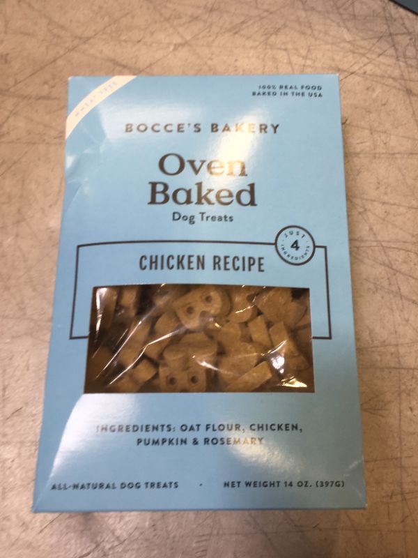 Photo 2 of 0Bocce's Bakery Oven Baked Chicken Recipe Treats for Dogs, Wheat-Free Dog Treats, Made with Real Ingredients, Baked in The USA, All-Natural Chicken, Pumpkin & Rosemary Biscuits, 14 oz- BEST BY-  06/01/2024