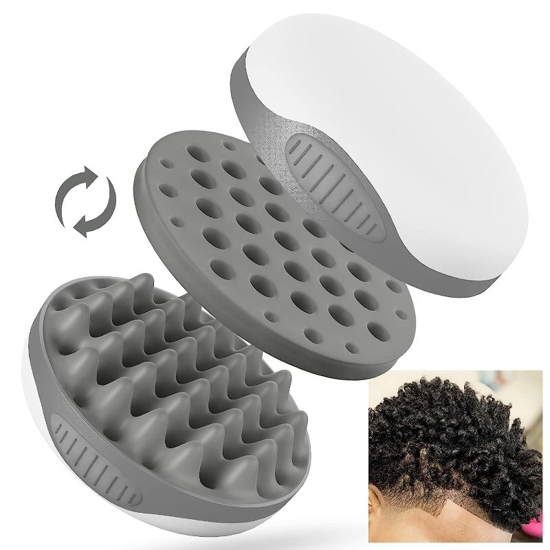 Photo 1 of WTTORDE Silicone Curling Hair Brush, Twist Curl Comb for Afro Curls, Two-Sided Use Hair Wave Tool, Big Small Holes Combs for Men Women Boy Girl Long Short Hair, Durable Curling Brushes, Grey, 1 Pcs
