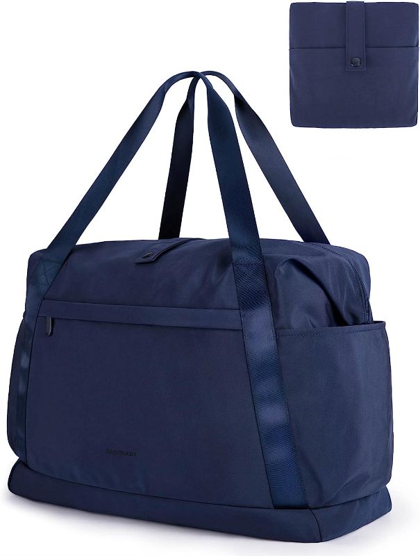 Photo 1 of Foldable Personal Item Bag for Spirit Airlines, BAGSMART 18x14x8 Tote Travel Duffle Bag for Women, Carry On Luggage Weekender Overnight Bag for Travel Essentials(Navy Blue) 29L