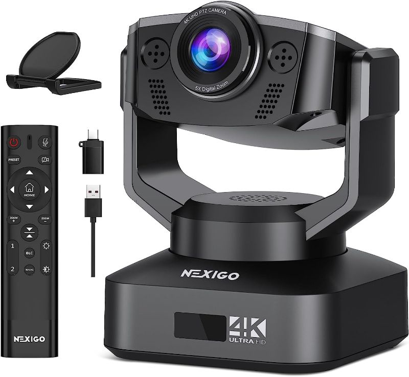 Photo 1 of NexiGo Zoom Certified, N990 (Gen 2) 4K PTZ Webcam, Video Conference Camera System with 5X Digital Zoom, Sony_Starvis Sensor, Position Preset, Dual Stereo Mics, 2x3.5mm Audio Jacks for External Mics
