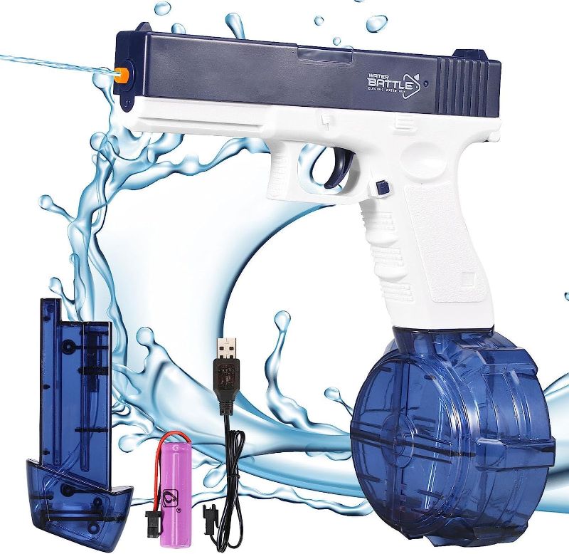 Photo 1 of Electric Water Gun High-Capacity Squirt Water Blaster with 2 Large Capacity Magazines Perfect for Kids Adults Pool Beach and Summer Outdoor Water Play Birthday Party Gifts for Boys Girls
