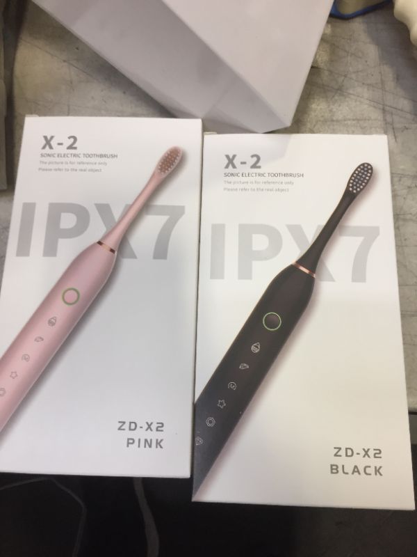 Photo 1 of 2 Pack Electric Toothbrush for Adults, with 8 Brush Heads, 6 Modes 42000vpm, Sonic Electric Toothbrush Black+Pink
