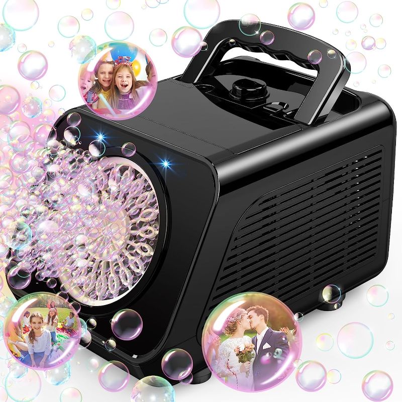 Photo 1 of Bubble Machine, Automatic Bubble Blower with 2 Speed Levels, Portable Bubble Machine for Kids and Toddler with 15000+ Bubbles Per Minute, Outdoor Toys for Parties, Birthday, Wedding, Christmas
