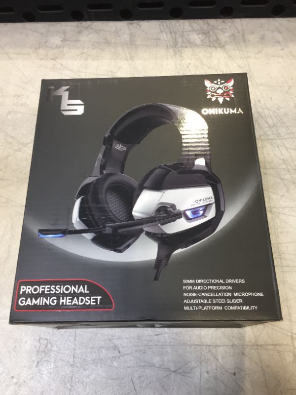 Photo 2 of ONIKUMA K5 Gaming Headset, Noise-Canceling over-Ear Headphones with Mic and LED, Surround Sound Stereo Wired Gaming Headset Compatible PS4, PS5, Xbox One, PC , Nintendo Switch
