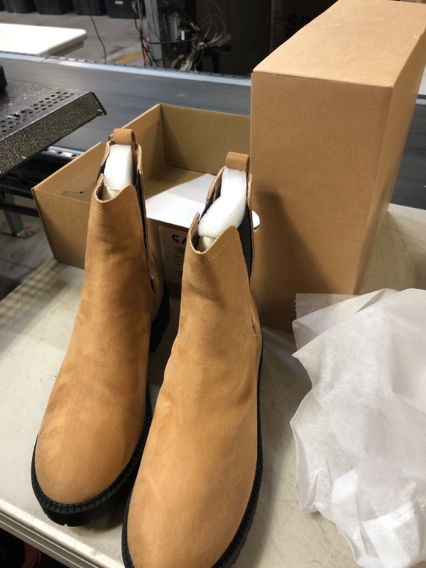 Photo 1 of LIGHT BROWN PLATFORM BOOTS ( SIZE: 9)