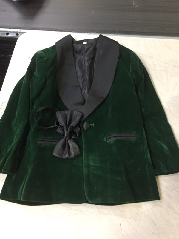 Photo 1 of BOYS 5T VELVET BLAZER WITH BOW TIE GREEN/BLACK