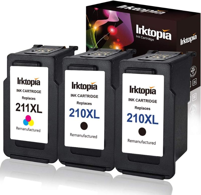 Photo 1 of Inktopia Remanufactured Ink Cartridge Replacement for Canon 210XL PG-210XL 211XL CL211XL (2 Black,1 Color) for IP2700 IP2702 MP240 MP250 MP270 MP280 MP490 MP495 MP499 MX320 MX350 MX360 Printer 
