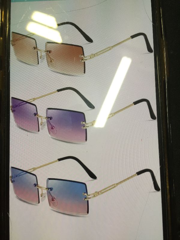 Photo 1 of 3 PAIRS OF RIMLESS RECTANGLE TINTED SUNGLASSES