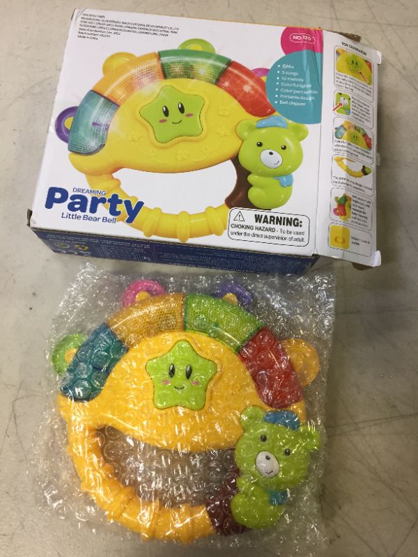 Photo 1 of Bear Rattle Bell Toy with Music Song Light Yellow for Boys and Girls 6 Months
