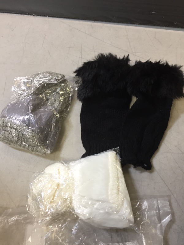 Photo 1 of 3 Pairs Fingerless Winter Gloves Faux Fur Crochet Warm Middle Length Thumb Hole Fingerless Gloves Arm Warmers
