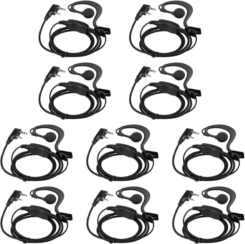 Photo 1 of 
LUITON Walkie Talkie Earpiece with Mic Single Wire Earhook Headset Two Way Radio Earpiece for Baofeng UV-5R BF-888S Arcshell Retevis H-777 RT21 RT22 Kenwood 2 Way Radio (10 Pack) NEW - 1 BAG OPENED