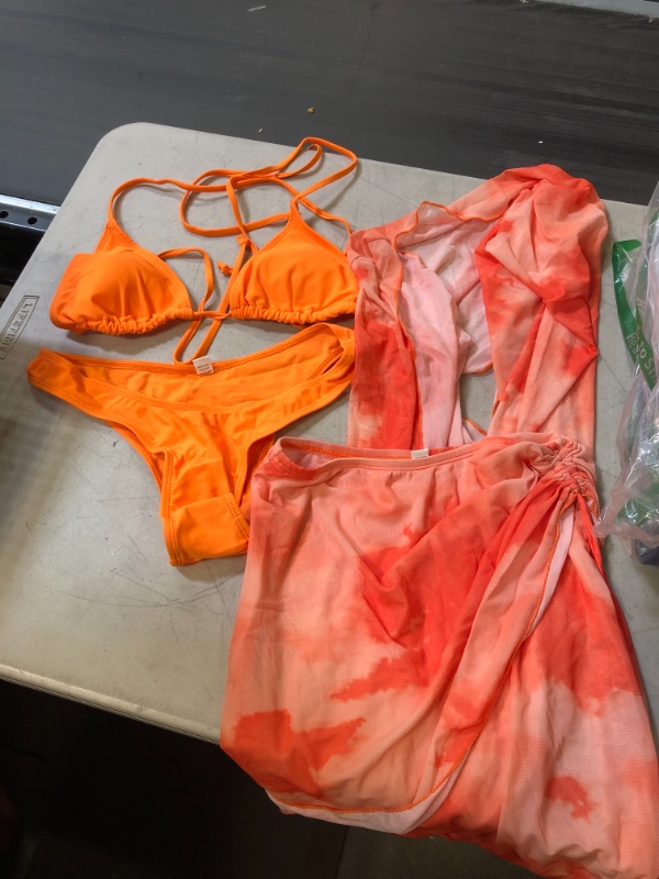 Photo 1 of 4 PCS BATHING SUIT SET ORANGE SMALL