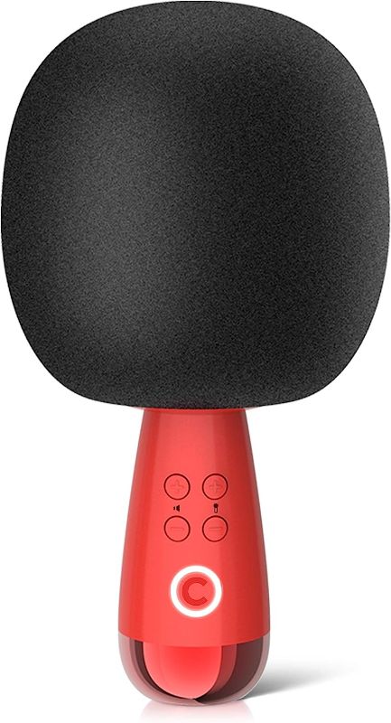 Photo 1 of CALF Karaoke Speaker Microphone Wireless Bluetooth TWS Microphones&Speaker 2 in1 Portable Mini Adults Handheld Mic Singing Home KTV Party Indoor Electronic Gifts for All iOS Android PC G2 Red(Black)
