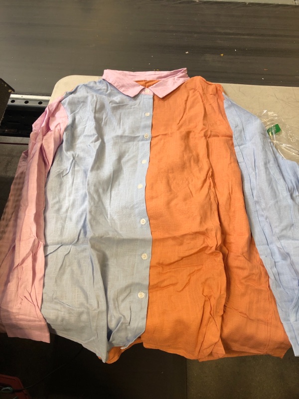 Photo 1 of COLOR BLOCK LONG SLEEVE BUTTON UP SHIRT XL