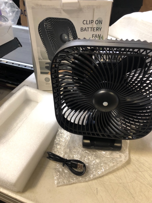 Photo 1 of 18000mAh Rechargeable Portable Fan with Light, 8-inch Battery Operated Clip on Fan, 44 Hours Work Time, Quiet, Strong Airflow USB Fan, 4 Speeds Personal Fan, Ideal for Outdoor Camping Hurricane