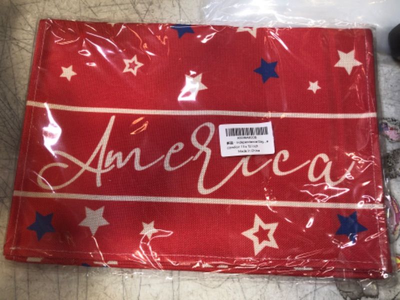 Photo 2 of 4th of July Independence Day Table Runner,Red Stars America Patriotic Memorial Day Table Runner Four of July Decorations for Holiday Party Kitchen Dining Indoor Outdoor Home Decor 13 x 72 Inch