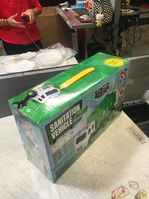 Photo 1 of  Friction Powered Garbage Truck Toys 1:16 Toy Vehicle with Lights and Sounds for Kids