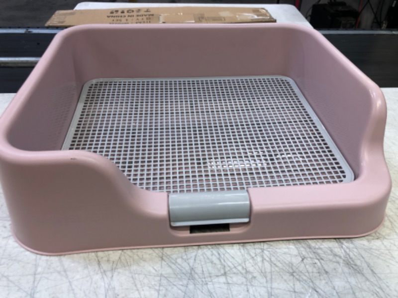 Photo 2 of [PS Korea] Indoor Dog Potty Tray – with Protection Wall Every Side for No Leak, Spill, Accident - Keep Paws Dry and Floors Clean (Pink)
