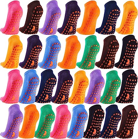 Photo 1 of 30 Pairs Non-Slip Skid Socks Yoga Socks with Grips Colorful Soft Sport Socks for Women Men Yoga Pilates Barre, 10 Colors
