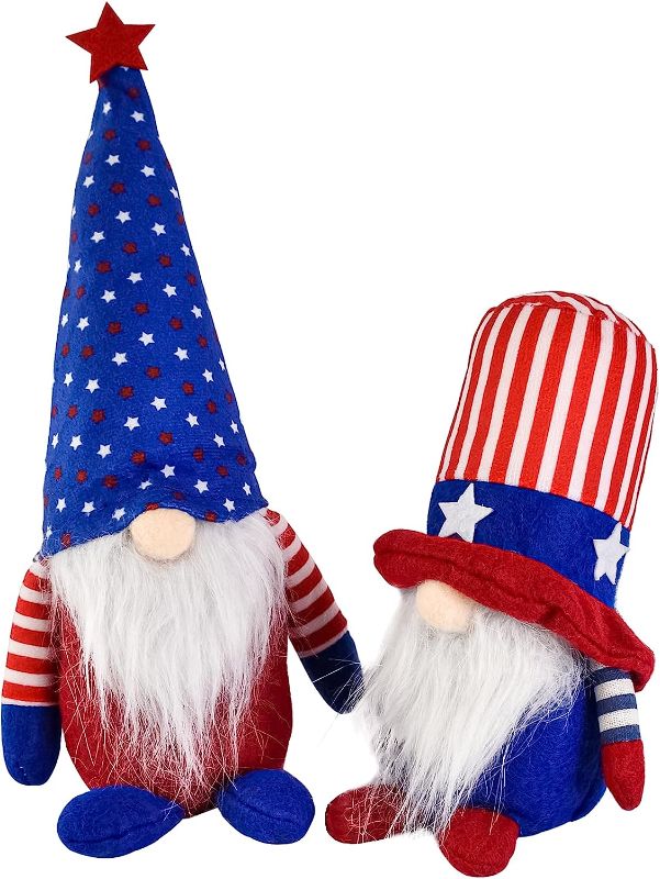 Photo 1 of 
Roll over image to zoom in
mupera 2Pcs American Patriotic Gnomes Plush Decor, 4th of July Adorable Handmade Plush Dolls with Stars Stripes, Faceless Gnomes Plush