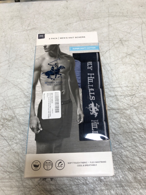 Photo 1 of Beverly Hills Polo Club Men's Underwear Top 4 Pack Knit Boxer,Assorted Blue,M