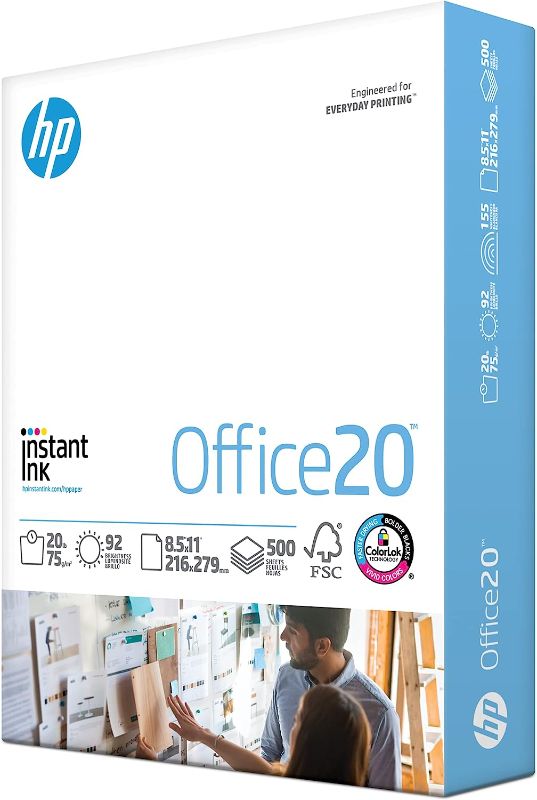 Photo 1 of HP Printer Paper | 8.5x11 Paper |Office 20 lb | 1 Ream - 500 Sheets | 92 Bright | Made in USA - FSC Certified | 112150R
