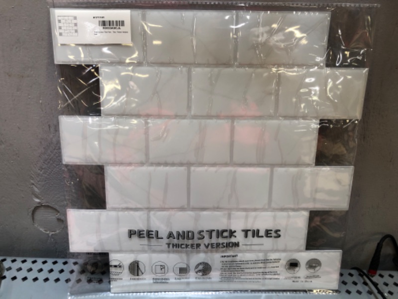 Photo 2 of 3 pieces     Art3d Subway Tiles Peel and Stick Backsplash Marble White, Stick on Tiles Kitchen Backsplash 1 Tiles, Thicker Version, 12x12 Inch 1 White Marble