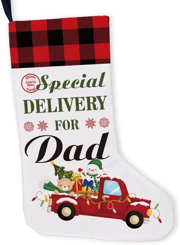 Photo 1 of 
GOLSOO Dad Burlap Christmas Stocking Special Delivery for Dad Christmas Hanging Stocking Stock Gifts for Fireplace Home Holiday Xmas Decorations 19 x 12 x 7...