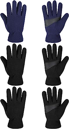 Photo 1 of 3 Pairs Kids Winter Warm Gloves Soft Polar Fleece Gloves Cold Weather Warm Mittens for Boys Girls
