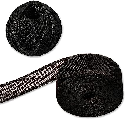 Photo 1 of 1-1/2 Inch Black Burlap Ribbon Wired, 10 Yards Fabric Craft Ribbon with 55 Yards Natural Jute Twine for Craft, DIY, Wedding, Event, Party, Home Decoration 