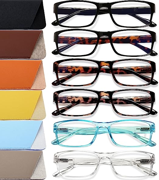 Photo 1 of  6- Pack Reading Glasses Blue Light Blocking for Women/Men?Filter UV Ray/Anti Glare Fashion Eyeglasses (6-pack Mix Color, 0, multiplier_x)