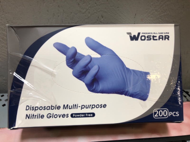 Photo 2 of Wostar Nitrile Disposable Gloves 4Mil Powder Latex Free Disposable Non-Sterile Nitrile Exam Gloves SIZE SMALL 