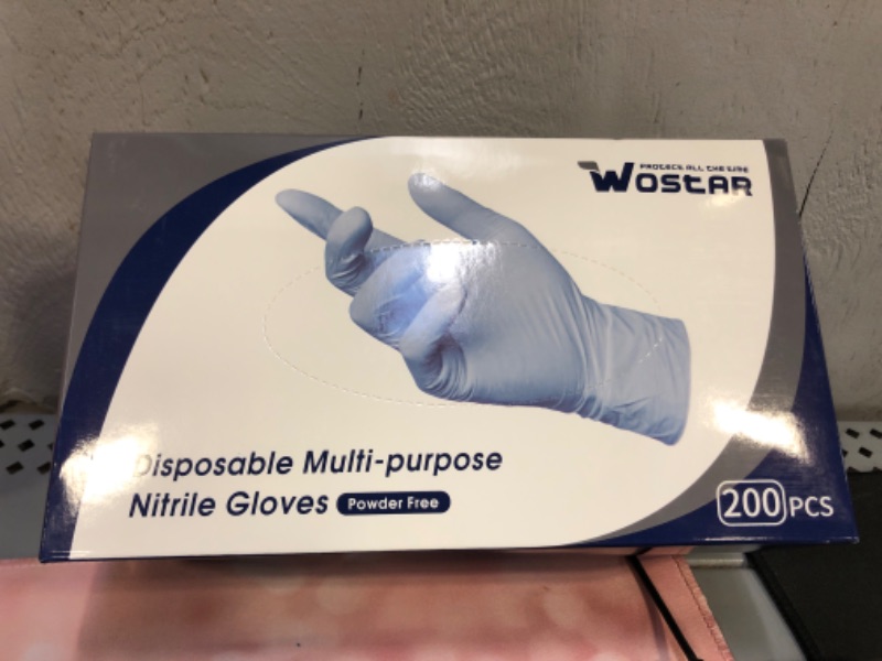 Photo 1 of   SIZE XL     Wostar Nitrile Disposable Gloves Powder & Latex Free 4mil Touch Screen Disposable Non-Sterile Nitrile Exam Gloves