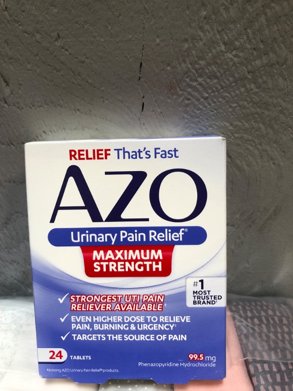 Photo 2 of AZO Urinary Pain Relief Maximum Strength | Fast relief of UTI Pain, Burning & Urgency | Targets Source of Pain | #1 Most Trusted Brand | 24 Tablets AZO Max Strength 24CT                 EXP       07-2024