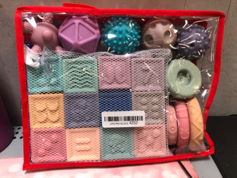 Photo 1 of Baby Toys 6 to 12 Months, 3 in 1 Montessori Toys, Colorful Soft Stacking Blocks, Sensory Toys & Stacking Rings with Patterns, Numbers, Early Development Learning Toys for 6-12-18 Months Infant Toddler