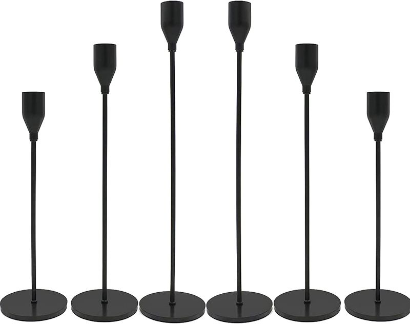 Photo 1 of 6Pcs Matte Black Candle Holders, Set of 6 Candlestick Holders for 3/4" Taper Candles&Led Modern Metal Candle Stands Decorative Table Centerpieces for Wedding Dinning Party Church,Decorative Fitting
